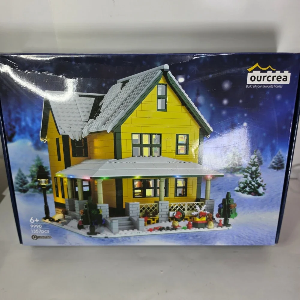 Ourcrea Christmas Story House Building Blocks Set 1357pc LED Lights 9990 New